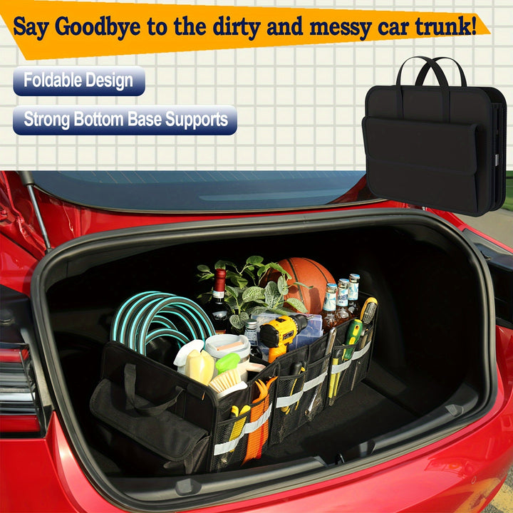 Trunk Organizer For SUV, Large Trunk Organizer For Car, Collapsible Multi-Compartment Car Trunk Organizer, Sturdy Cargo Trunk Storage Organizer, Non Slip Bottom - Total Trends Fusion
