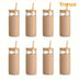 20 oz Glass Tumbler Glass Water Bottle Straw Silicone Protective Sleeve Bamboo Lid - BPA Free - Amber/ 8 Pack - Total Trends Fusion