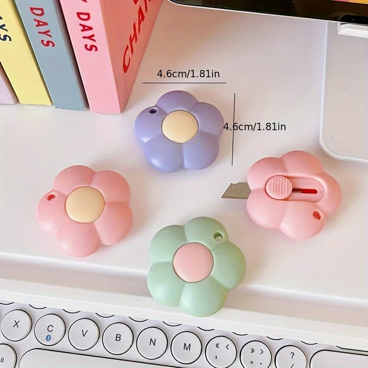8pcs Mini Practical Utility Knives Kawaii Flowers Paper Cutter Retractable Envelopes Opener Portalble Pocket Knife Office Supplies - Total Trends Fusion
