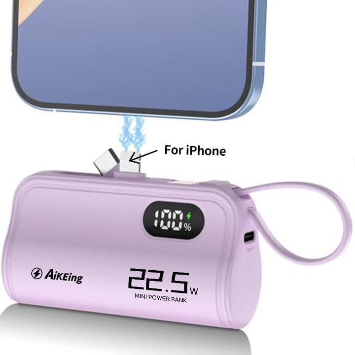 Aikeing Capsule mini mobile charger 5800mAh mobile power, 22.5w fast charge for iPhone 15/15 Pro Max/14/13/12/11/XR/8/ Samsung, Android mobile phone digital accessories, etc - Total Trends Fusion