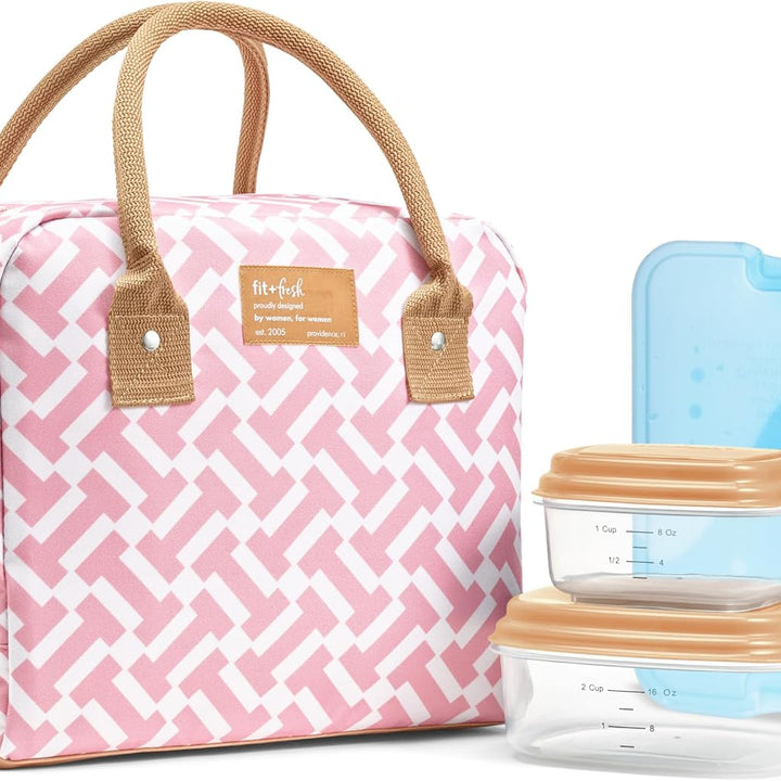 Lunch Bag for Women, Insulated Womens Lunch Bag for Work, Leakproof & Stain-Resistant Large Lunch Box for Women with Containers, Zipper Closure Bloomington Lunch Bag, Lavender Scallop