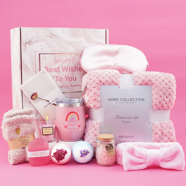 "Birthday Gift Set for Women | Spa, Blanket, Candle & Cup Sets for Relaxation"
