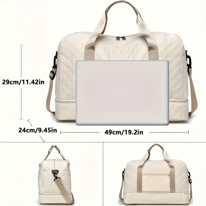Trendy and trendy travel bag, stylish and durable, multi-functional portable travel bag, dry and wet separation, shoe compartment storage, versatile for gym and yoga classes - Total Trends Fusion