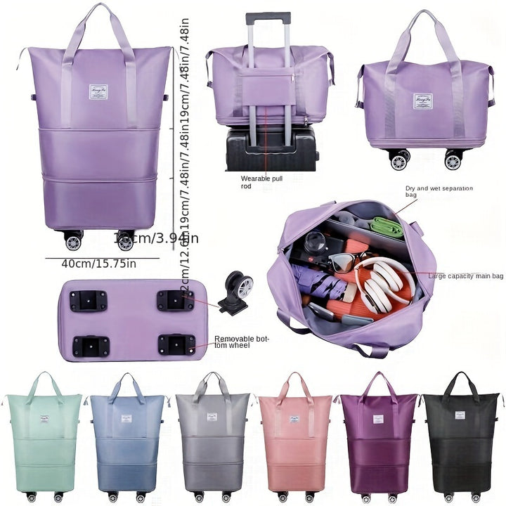 Large capacity luggage bag, double-layer expandable storage luggage bag, short distance waiting for delivery, student start school universal wheel travel bag