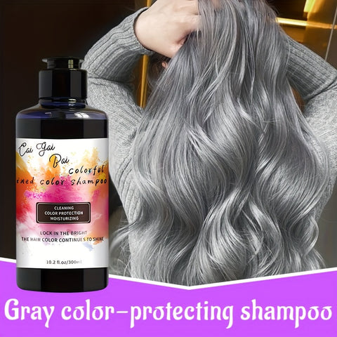 CAIGAIBAI Hair Dye Shampoo, suitable for gray hair, 300ml/10.144 fl oz, ideal for outdoor events, birthday parties, music festivals, Halloween, Christmas DIY hair colors. Anti-brass formula, keeps your hair gray for a long ti - Total Trends Fusion