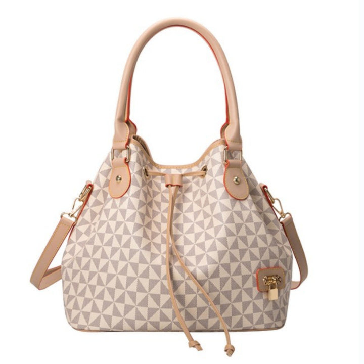 Women's Chic Argyle Pattern Bucket Bag, Drawstring Handbag, Versatile Crossbody Bag & Purse - Total Trends Fusion