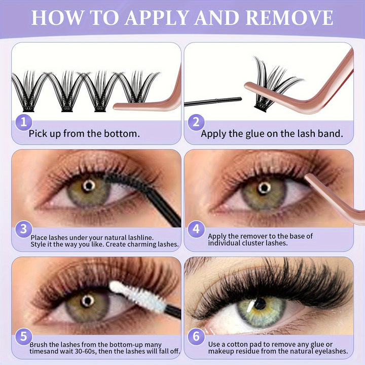 DIY Lash Extension Kit 280 PCS Individual Eyelash Extension Kit 0.07D 9-16MIX 40D Cluster Lashes Kit Lash Glue Remover and Applicators for Eyelash - Total Trends Fusion