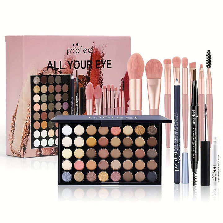 40-color eye shadow palette makeup set tools mascara eye shadow brush eyeliner eyebrow pencil combination set beginner makeup tools Valentine's Day Christmas gift - Total Trends Fusion