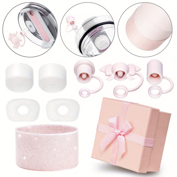 Spill Stoppers Set For Stanley Cup Accessories 8PCS With Gift Box, 3 Silicone Straw Cover Caps, 4 Leak Stoppers, 1 Boot For Stanley Accessories 40oz 30oz Tumbler, Birthday Gifts For Girls Women Mom - Total Trends Fusion