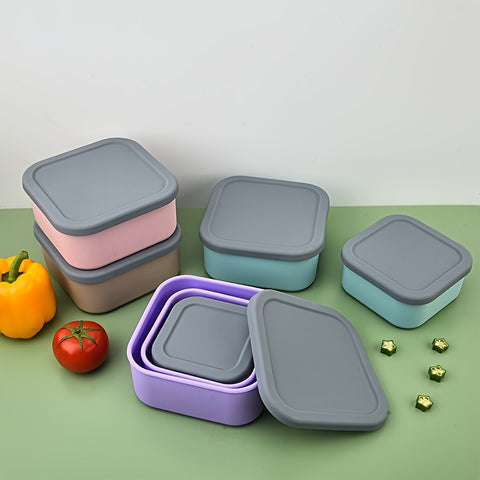 3pcs Silicone Food Storage Set - Microwave & Freezer Safe, Perfect for Lunch Boxes, Baking, and Outdoor Camping - Total Trends Fusion
