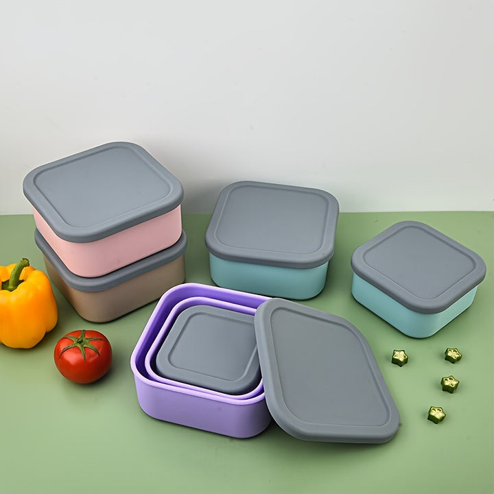 3pcs Silicone Food Storage Set - Microwave & Freezer Safe, Perfect for Lunch Boxes, Baking, and Outdoor Camping - Total Trends Fusion