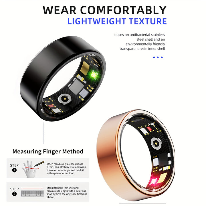 Smart Ring Fitness Tracker, Steps, Distance, Calories, Sleep Tracking, Exercise Monitoring, Compatible with iPhone Android, IP68 Waterproof, Smart Jewelry, Accessories, Gift for Women Men - Total Trends Fusion