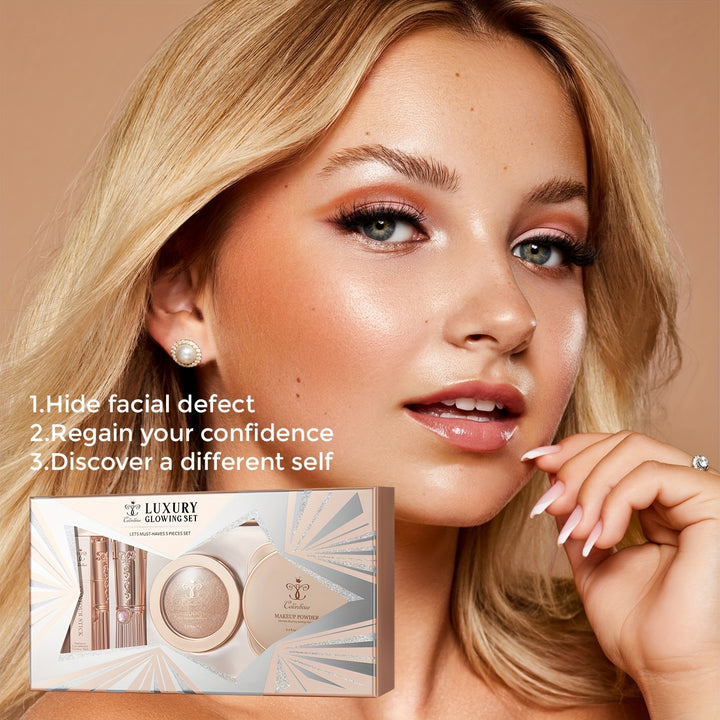 Glamour Beauty Essentials: Flawless Everyday Makeup Complete 5-piece Set -Ideal Gift For Women for Halloween - Total Trends Fusion