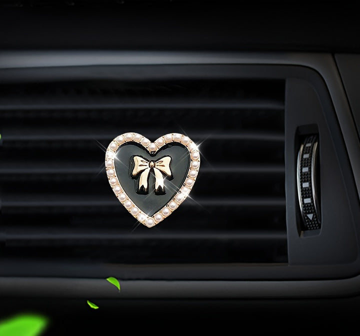 2pcs Love Heart Shaped Car Air Outlet Aromatherapy Diffuser Clips, Car Air Conditioner Decoration Clips, Car Interior Decoration Accessories