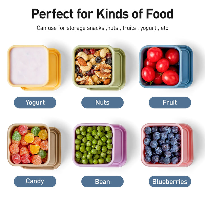 6oz Silicone Snack Containers For Kids Toddlers, Reusable Small Containers With Lids, Leak Proof Silicone Food Storage Containers, Stackable Toddler Lunch Box For Daycare, School, Travel - Total Trends Fusion