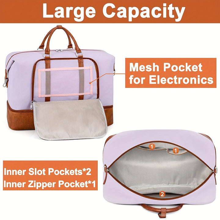 3pcs Travel Weekender Bag for Women, Overnight Bag with Shoe Compartment, Oversized Travel Duffel Bag Carry On Tote with Trolley Sleeve 21" for Weekend Travel Business Trip - Total Trends Fusion