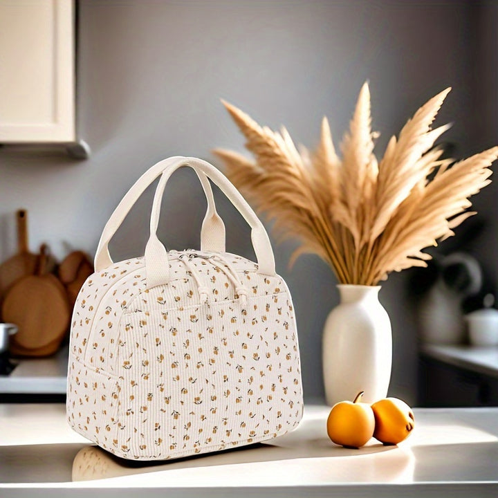LEDAOU Lunch Box for Women Insulated Lunch Bag Corduroy Lunch Tote Bags Leakproof Cooler Lunch Case for Travel Work Picnic - Total Trends Fusion
