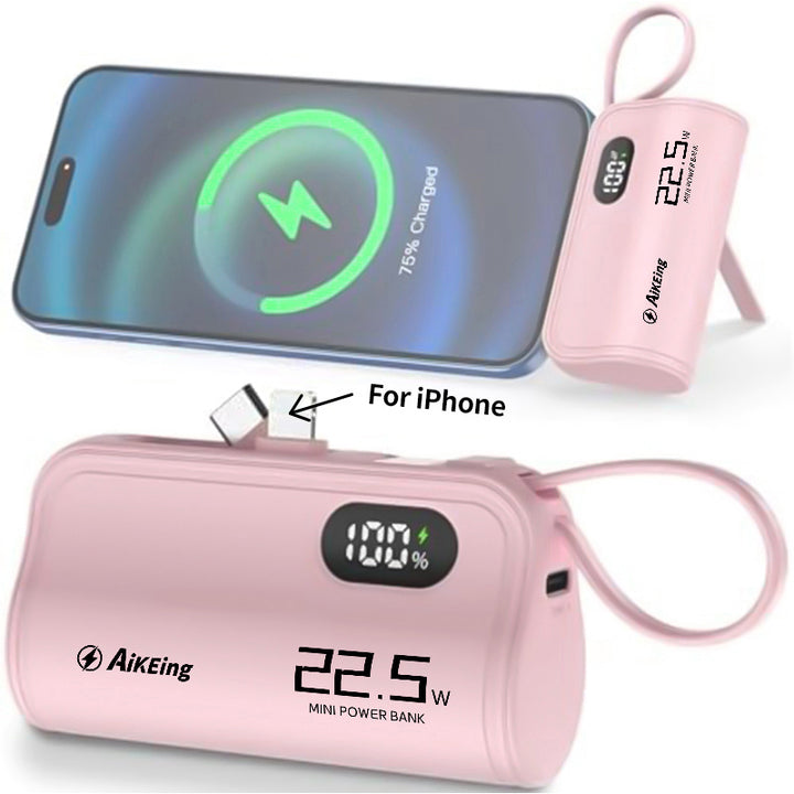 Aikeing Capsule mini mobile charger 5800mAh mobile power, 22.5w fast charge for iPhone 15/15 Pro Max/14/13/12/11/XR/8/ Samsung, Android mobile phone digital accessories, etc - Total Trends Fusion