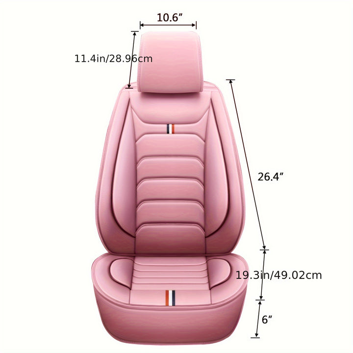 Pink 5 Seat Car Seat Covers Full Set Seat Cushion Covers Faux Leather Waterproof For Car Sedan SUV Truck Vans Front & Rear Row Seat 360° Full Protector - Total Trends Fusion