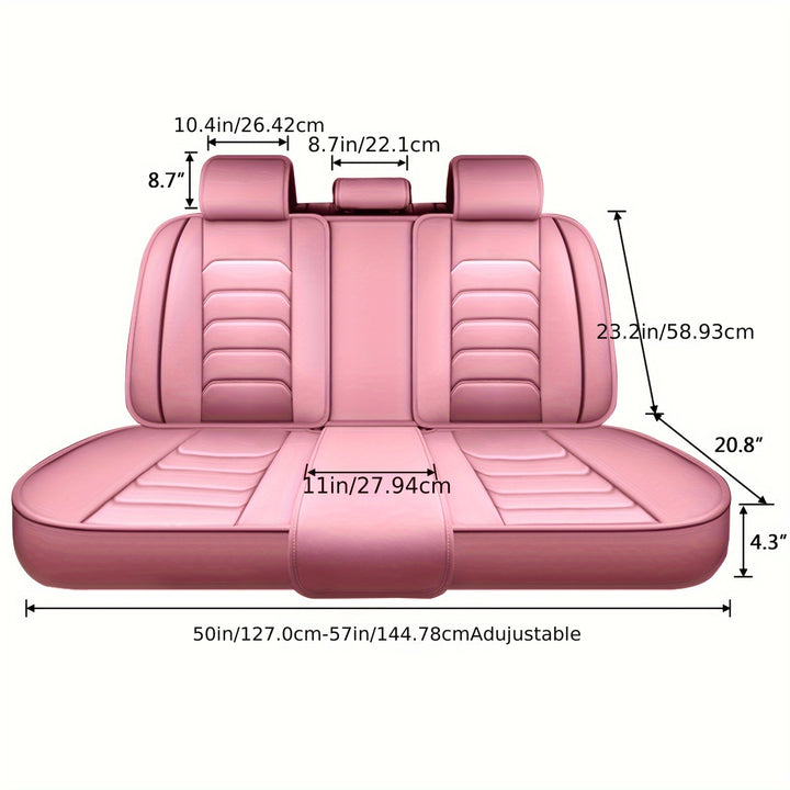 Pink 5 Seat Car Seat Covers Full Set Seat Cushion Covers Faux Leather Waterproof For Car Sedan SUV Truck Vans Front & Rear Row Seat 360° Full Protector - Total Trends Fusion