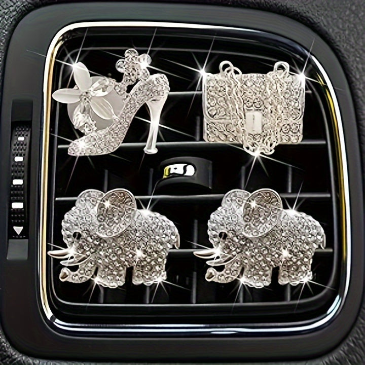 18-Pack Elephant Heart Air Vent Clips – Bling Car Air Fresheners with Crystal Rhinestones for Cute Auto Interior Decor - Total Trends Fusion
