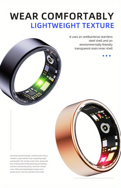 Smart Ring Fitness Tracker, Steps, Distance, Calories, Sleep Tracking, Exercise Monitoring, Compatible with iPhone Android, IP68 Waterproof, Smart Jewelry, Accessories, Gift for Women Men