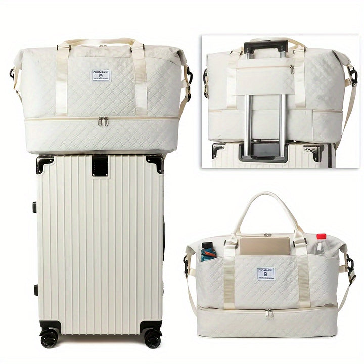 Trendy and trendy travel bag, stylish and durable, multi-functional portable travel bag, dry and wet separation, shoe compartment storage, versatile for gym and yoga classes - Total Trends Fusion