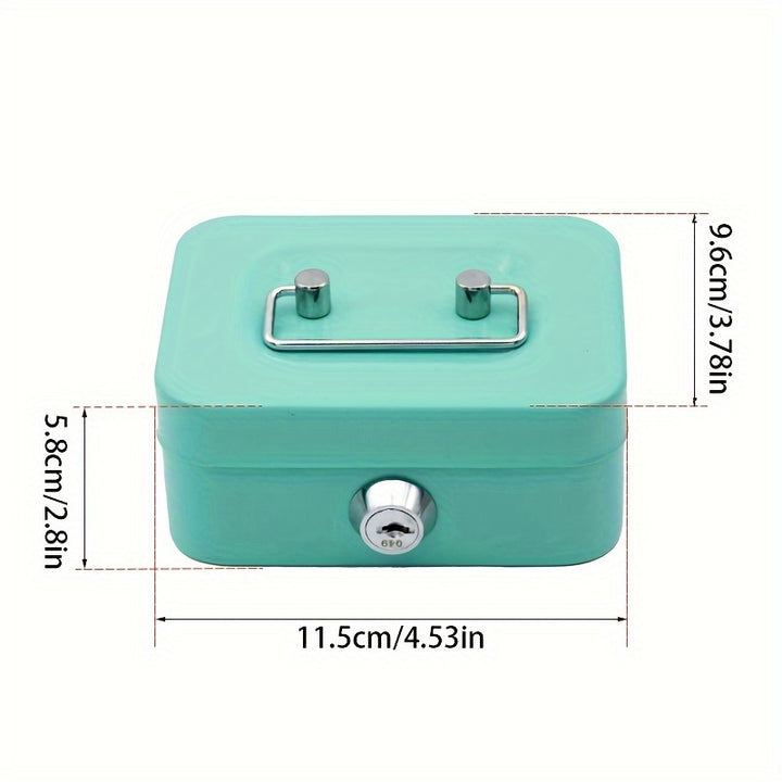 1pc Metal Cash Storage With Key Lock, Secure Metal Key-Lock Storage Box With Top Handle Holder, Adult Piggy Bank, Coin Saver, Cash Register For Daily Office Use - Total Trends Fusion