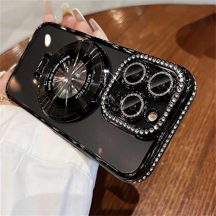 Luxury Bling Glitter Ring Bracket Magnetic Plating Phone Case For IPhone 15 14 13 12 11 Pro Max 15 Plus Kickstand Shockproof Soft Back Cove Accessories Protection - Total Trends Fusion