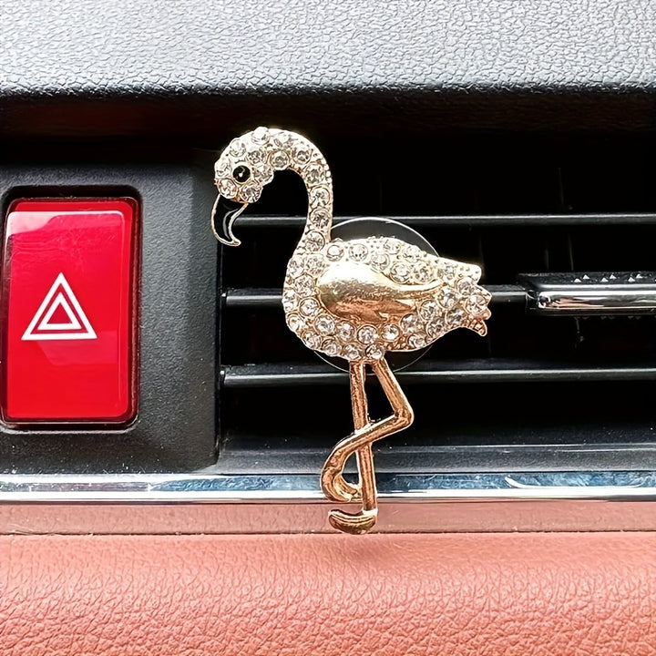 Flamingo Rhinestone Car Air Freshener Clip - Cute Aromatherapy Vent Diffuser For Vehicle Interior Decor Cute Car Air Freshener Car Fragrance Air Freshener - Total Trends Fusion