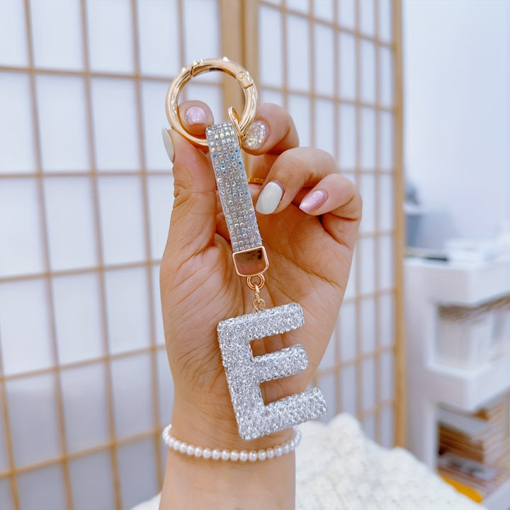 Sparkling Rhinestone Alphabet Keychain - Lucky Crystal Pendant, Shiny Alloy Charm For Bags & Backpacks - Perfect Gift For Birthdays & Special Occasions - Total Trends Fusion