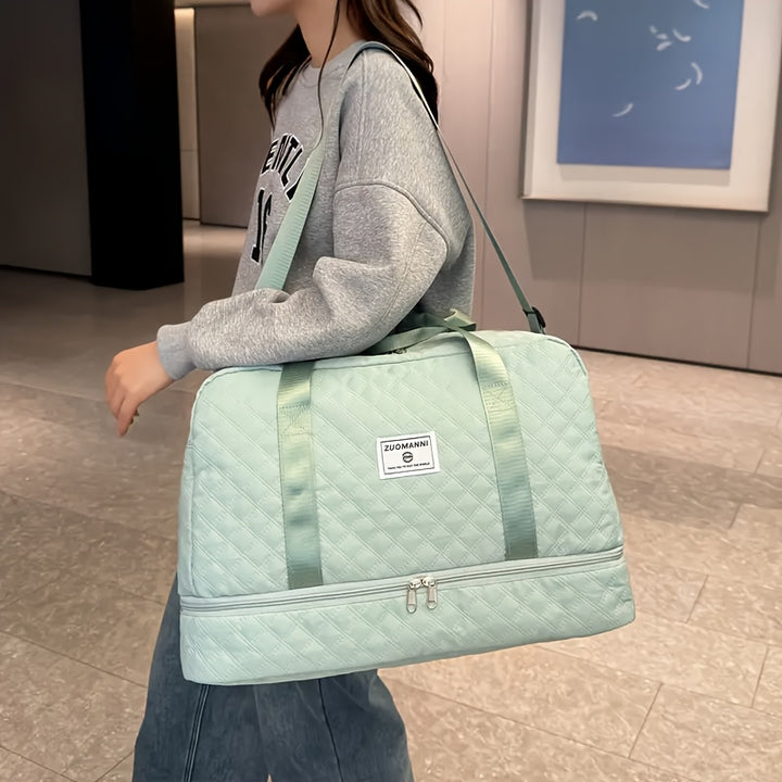 Lightweight Argyle Pattern Luggage Bag, Large Capacity Travel Duffle Bag, Portable Overnight Bag - Total Trends Fusion