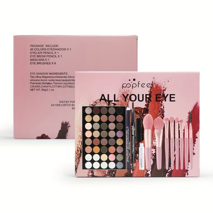 40-color eye shadow palette makeup set tools mascara eye shadow brush eyeliner eyebrow pencil combination set beginner makeup tools Valentine's Day Christmas gift - Total Trends Fusion