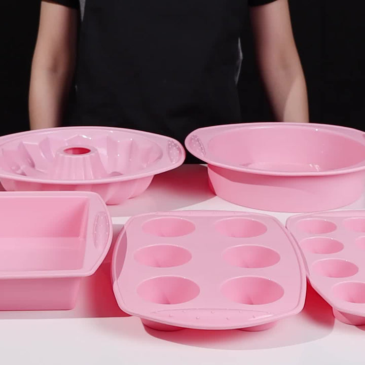 6pcs, Nonstick Silicone Bakeware Set, Cake Pan, Muffin Pan, Bundt Pan, Loaf Pan, Heat Resistant Bread Molds, Baking Tools, Kitchen Gadgets, Kitchen Accessories - Total Trends Fusion