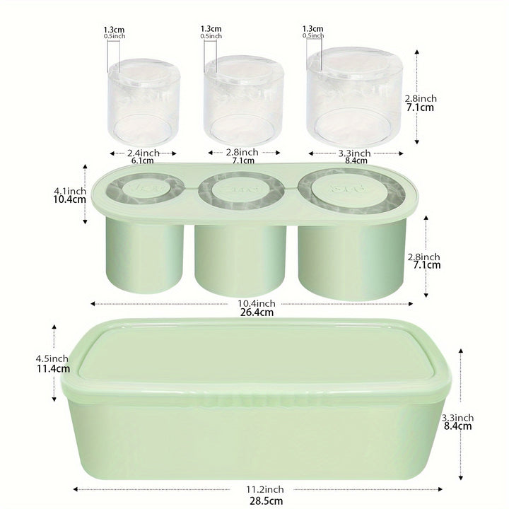 Ice Cube Tray for Stanley Cup: 30-40 Oz Tumbler Ice Mold Silicone - Hollow Cylinder Ice Maker Freezer with Lid and Bin for Water Bottle Whiskey Cocktail Coffee Juice - Total Trends Fusion