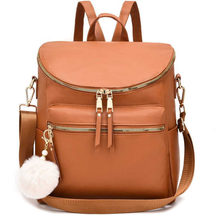 Women Fashion Backpack Purse Large Designer Travel Bag Ladies Shoulder Bags with Pompom, Backpack for College Work - Total Trends Fusion