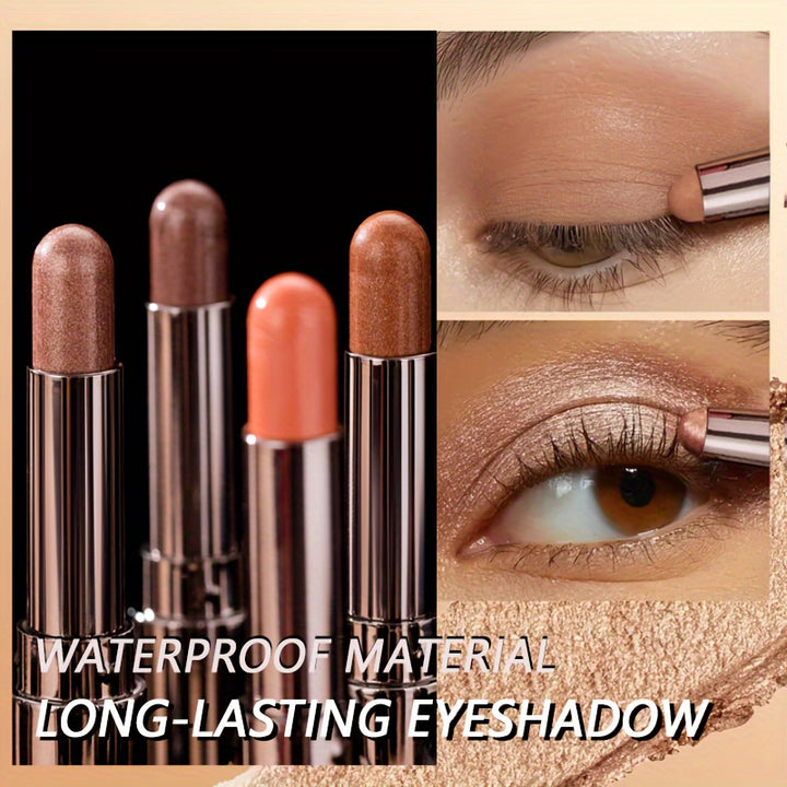 10-color Smoked Eye Shadow Stick, Equipped with Double Head Pearl Highlight, Built-in Applicator, Easy to Apply Makeup, Providing Matte and Shiny Effects, Durable and Waterproof, Creating a Perfect Eye Makeup Effect-Plant Squalane with Plant Squalane