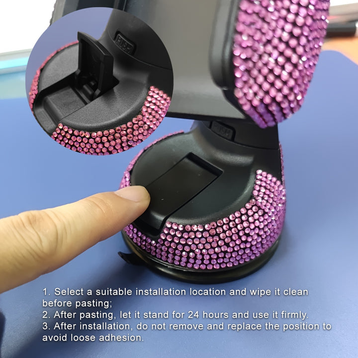 Car Phone Holder, 360 Degree Adjustable Crystal Car Dashboard Vent Mobile Phone Holder For Glass Dashboard Universal Car Phone Holder Diamond Sucker Car Suction Cup Navigation Stand - Total Trends Fusion