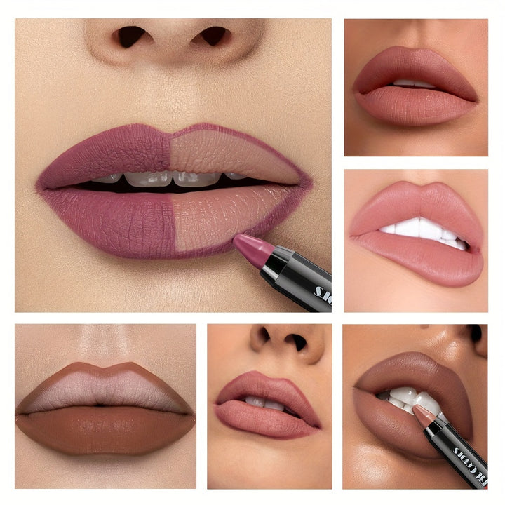 2Pcs Velvet Lipstick Pen Set, Nude Matte Lip Liner Crayon Pencil, 24 Hour Long Lasting Waterproof Lipstick, Twist-up Lip Color, Moisturizing Lipstick, Lip Makeup Graduation Gift For Women Girls - Total Trends Fusion