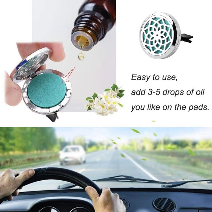 Car Diffuser Vent Clip - 30mm Aromatherapy Essential Oil Car Diffuser Vent Clips with 36 Refill Pads (3 Lotus Vent Clips, Metal) - Total Trends Fusion