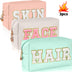 3pcs Preppy Chenille Makeup Bag Set: Waterproof PU Leather Travel Toiletry Bag with Cute Zipper Organizer for Skin, Hair, and Face Care - Total Trends Fusion