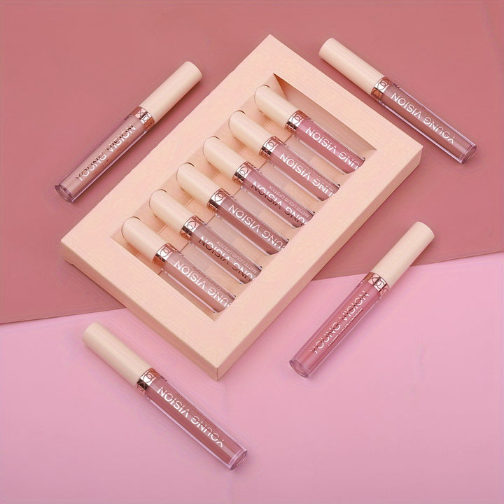 YOUNG VISION Matte Nude Liquid Lipstick Sets, Long Lasting and Waterproof Pink/Brown Lip Stick Pack Bundles, Lip Gloss/Lip Stain Makeup Set for Women, Labiales Matte Larga Duracion 24 - Total Trends Fusion