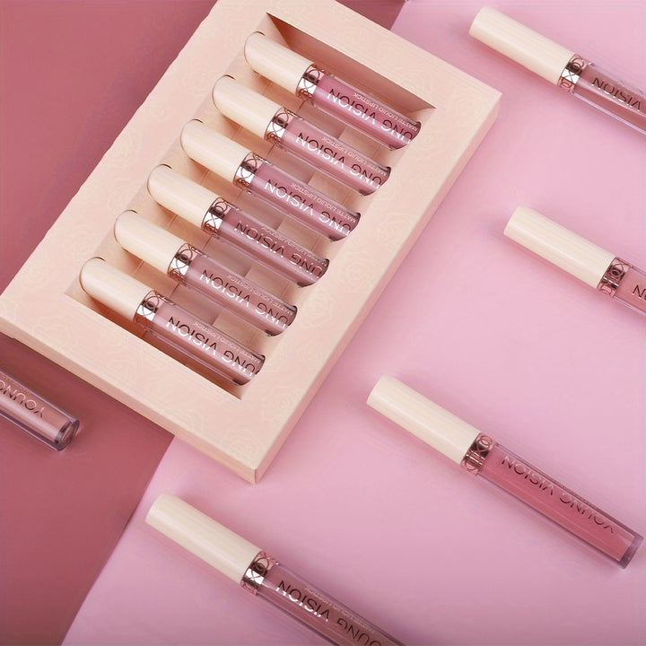 YOUNG VISION Matte Nude Liquid Lipstick Sets, Long Lasting and Waterproof Pink/Brown Lip Stick Pack Bundles, Lip Gloss/Lip Stain Makeup Set for Women, Labiales Matte Larga Duracion 24 - Total Trends Fusion