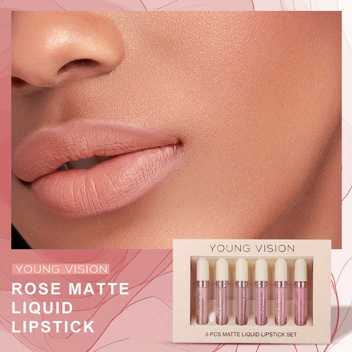 YOUNG VISION Matte Nude Liquid Lipstick Sets, Long Lasting and Waterproof Pink/Brown Lip Stick Pack Bundles, Lip Gloss/Lip Stain Makeup Set for Women, Labiales Matte Larga Duracion 24 - Total Trends Fusion