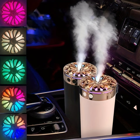 1pc Portable Car Humidifier Aroma Diffuser, 10.14oz, With Colorful Color-changing LED Night Light, Can Add Essential Oils - Total Trends Fusion