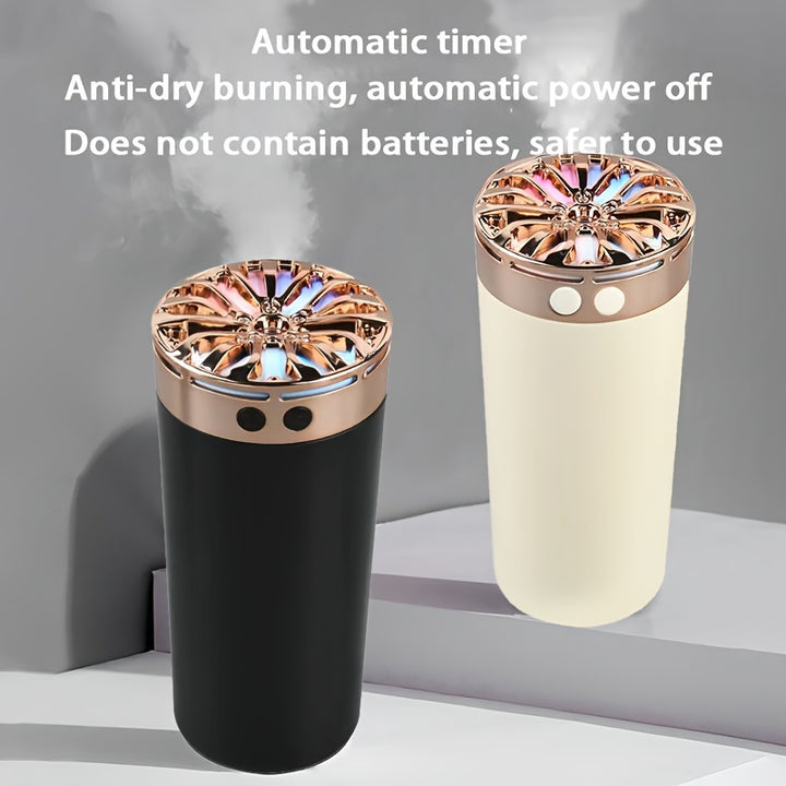 1pc Portable Car Humidifier Aroma Diffuser, 10.14oz, With Colorful Color-changing LED Night Light, Can Add Essential Oils - Total Trends Fusion