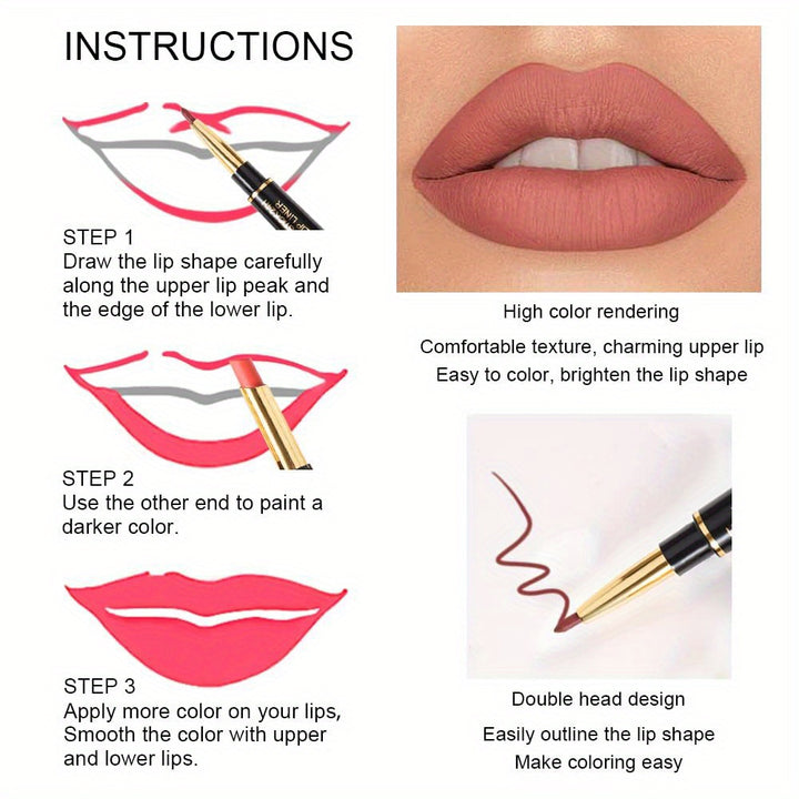 6Pcs Chestnut Nude Brown Lip Liner and Lipstick Set – Matte Lip Kit with Lip Stains, Long-Lasting Waterproof 24-Hour Lipstick and Lip Liners Combo for Women - Total Trends Fusion