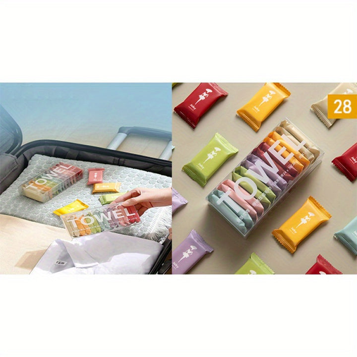 Portable Compressed Disposable Towels: Thickened Compression Face Towel for Travel & Home Use - Skin Safe, No Phthalates - Total Trends Fusion