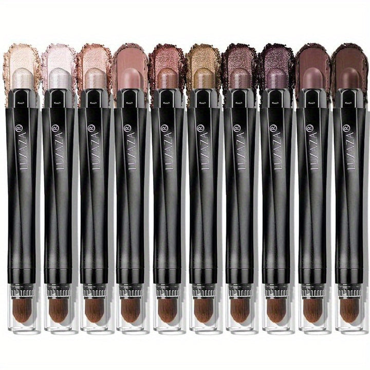 LUXAZA 10PCS Eyeshadow Stick, Shimmer And Matte Neutral Brown Eye Shadow Sticks Pencil Crayon, Eye Brightener Stick With Crease-proof Formula, Waterproof &amp; Long Lasting - Total Trends Fusion