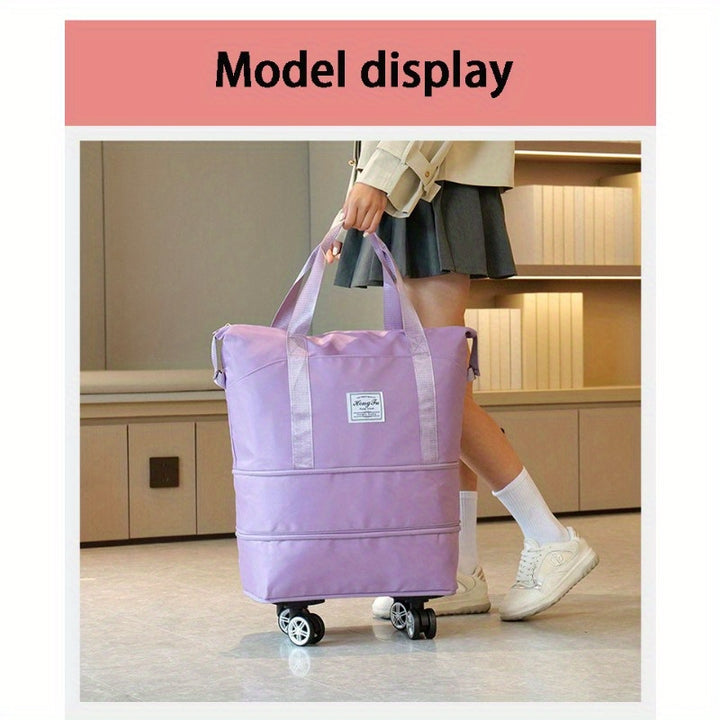 Large capacity luggage bag, double-layer expandable storage luggage bag, short distance waiting for delivery, student start school universal wheel travel bag - Total Trends Fusion